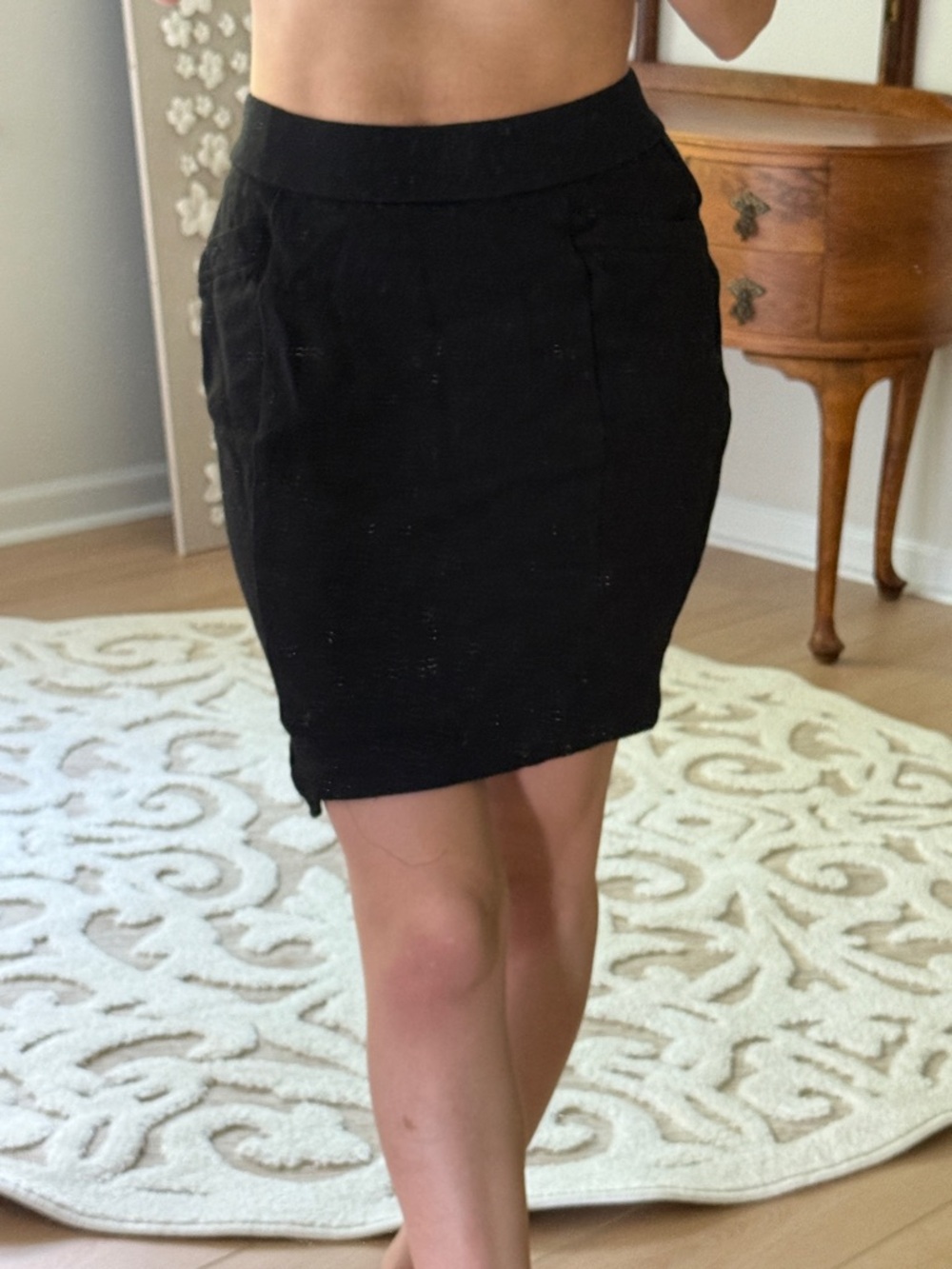Black High-Waist Pencil Skirt with Pockets Sexy Fitted Workwear